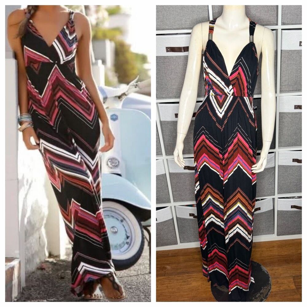 Lascana Zig Zag Stripe Sleeveless Maxi Dress Size 10